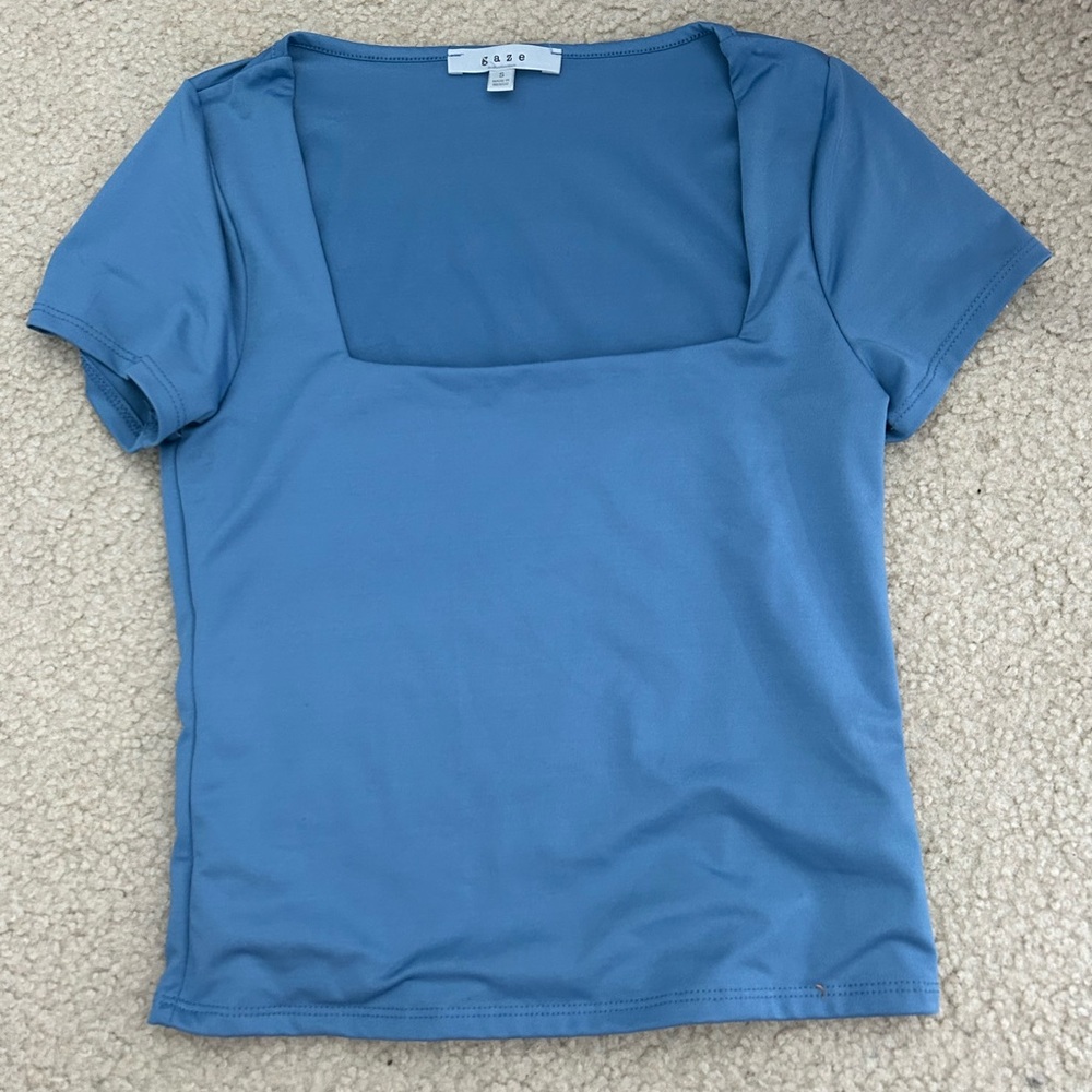 blue square neck top